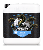 A white plastic container labeled HYDRA SATIN with an image of a multi-headed serpent and a shield on the front; capacity is 5 liters.